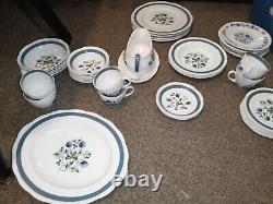 ALFRED MEAKIN IRONSTONE BLUE CLOVER & FLOWERS 38 pc set