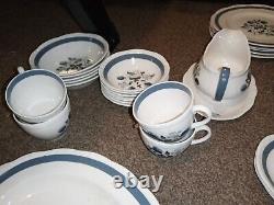 ALFRED MEAKIN IRONSTONE BLUE CLOVER & FLOWERS 38 pc set