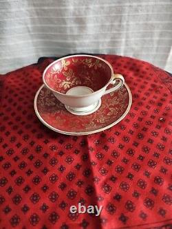 ALKA KUNST KRONACH Bavaria TEA CUP & SAUCER Red, White & Gold Gilt Germany. Wow