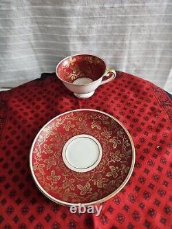 ALKA KUNST KRONACH Bavaria TEA CUP & SAUCER Red, White & Gold Gilt Germany. Wow