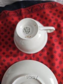 ALKA KUNST KRONACH Bavaria TEA CUP & SAUCER Red, White & Gold Gilt Germany. Wow