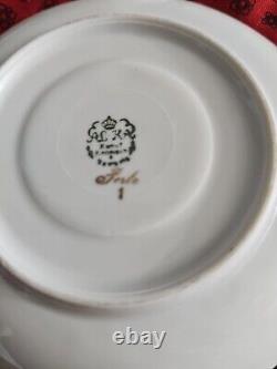 ALKA KUNST KRONACH Bavaria TEA CUP & SAUCER Red, White & Gold Gilt Germany. Wow