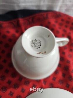 ALKA KUNST KRONACH Bavaria TEA CUP & SAUCER Red, White & Gold Gilt Germany. Wow