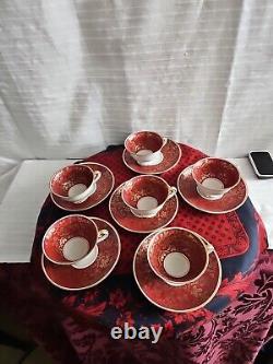 ALKA KUNST KRONACH Bavaria TEA CUP & SAUCER Red, White & Gold Gilt Germany. Wow