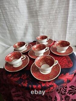 ALKA KUNST KRONACH Bavaria TEA CUP & SAUCER Red, White & Gold Gilt Germany. Wow
