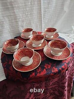 ALKA KUNST KRONACH Bavaria TEA CUP & SAUCER Red, White & Gold Gilt Germany. Wow