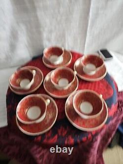 ALKA KUNST KRONACH Bavaria TEA CUP & SAUCER Red, White & Gold Gilt Germany. Wow