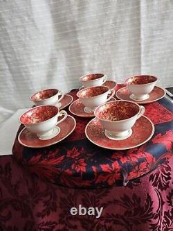 ALKA KUNST KRONACH Bavaria TEA CUP & SAUCER Red, White & Gold Gilt Germany. Wow