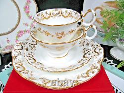 ANTIQUE 1830s Coalport tea cup & saucer Adelaide shape gold gilt teacup TRIO +