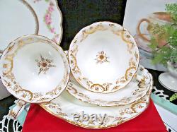ANTIQUE 1830s Coalport tea cup & saucer Adelaide shape gold gilt teacup TRIO +