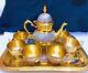 Antique Brass Complete Tea Set With 6 Cups, 6 Saucers, 1 Tea Pot, 1 Sugar Pot