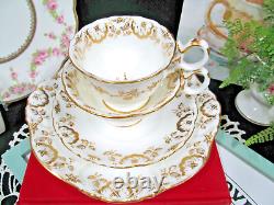 ANTIQUE Coalport tea cup & saucer Adelaide shape gold gilt teacup TRIO +