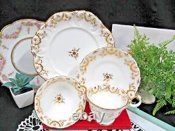 ANTIQUE Coalport tea cup & saucer Adelaide shape gold gilt teacup TRIO +