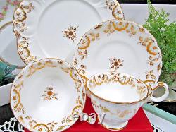 ANTIQUE Coalport tea cup & saucer Adelaide shape gold gilt teacup TRIO +