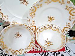 ANTIQUE Coalport tea cup & saucer Adelaide shape gold gilt teacup TRIO +
