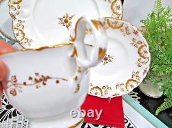 ANTIQUE Coalport tea cup & saucer Adelaide shape gold gilt teacup TRIO +