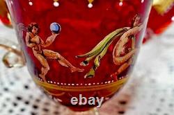 ANTIQUE SALVIATI MOSER ENAMELED CRANBERRY RUBY RED VENETIAN TEA CUP c. 1925