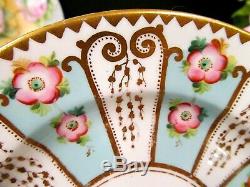 ANTIQUE early English tea cup and saucer trio 1850's Mintons teacup pink roses