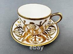 ATQ Morimura Nippon Gold Gilt Nouveau Thistle Demitasse Tea Cup Saucer Eggshell
