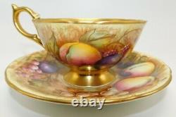 AYNSLEY England ORCHARD FRUIT GOLD TEA CUP & SAUCER N. Brunt & D. Jones