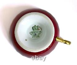 AYNSLEY FRUIT ORCHARD Tea Cup & Saucer Burgundy Red Maroon Signed D. Jones #1034