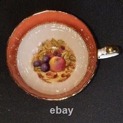 AYNSLEY FRUIT RED TEA CUP & SAUCER, Hand Painted, J. Jones, England