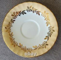 AYNSLEY Fine Bone China Vintage Antique Teacup & Saucer Set Floral Gold Leaf