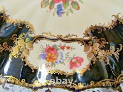 AYNSLEY Rare Aristocrat cobalt blue gold gilt floral painted bowl ornate handle