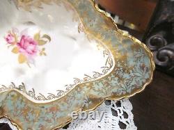 AYNSLEY Rare pink rose gold gilt footed bowl embossed shell base 1920s England