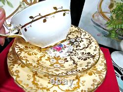 AYNSLEY tea cup & saucer pink floral chintz gold teacup 1920s England trio