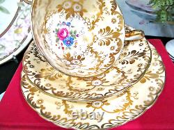 AYNSLEY tea cup & saucer pink floral chintz gold teacup 1920s England trio