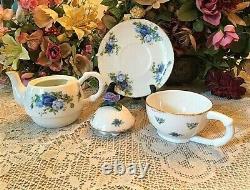 A NIB Royal Albert Moonlight Rose Stackable Teapot, Teacup & Saucer