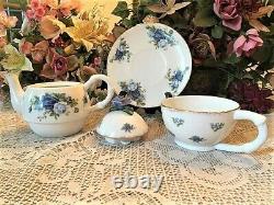 A NIB Royal Albert Moonlight Rose Stackable Teapot, Teacup & Saucer