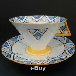 A stunning Shelley Art Deco Chevrons 11775 Vogue shape tea cup & saucer. C1930