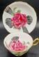 Adderley Giant Floating Rose Black Striped Ribbon 1940's Teacup & Saucer Gilt