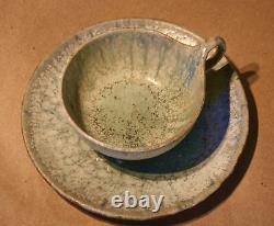 Alexandre Bigot Tea Cup + Saucer #4 Art Nouveau Antique French Ceramics