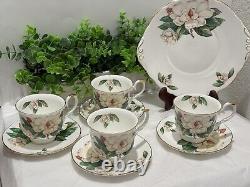 Allyn Nelson Tea Cup, Saucer & Plate Fine English Bone China Floral YellowithWhite