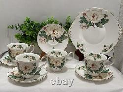 Allyn Nelson Tea Cup, Saucer & Plate Fine English Bone China Floral YellowithWhite