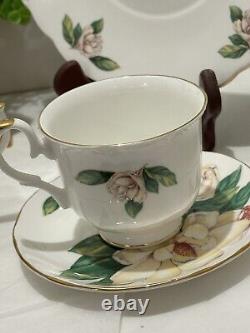 Allyn Nelson Tea Cup, Saucer & Plate Fine English Bone China Floral YellowithWhite