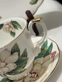 Allyn Nelson Tea Cup, Saucer & Plate Fine English Bone China Floral YellowithWhite