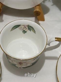 Allyn Nelson Tea Cup, Saucer & Plate Fine English Bone China Floral YellowithWhite