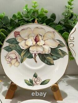 Allyn Nelson Tea Cup, Saucer & Plate Fine English Bone China Floral YellowithWhite