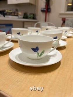 Anna Artistry Teacup and Saucer Set of 10 Blue Flowers #4654372 Mint Condition