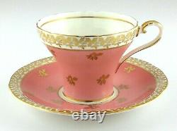 Ansley Beautiful Corset Shape Pastel Pink Gold Stencilling Teacup Saucer L058