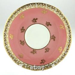 Ansley Beautiful Corset Shape Pastel Pink Gold Stencilling Teacup Saucer L058