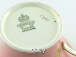 Ansley Beautiful Corset Shape Pastel Pink Gold Stencilling Teacup Saucer L058