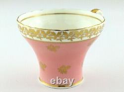 Ansley Beautiful Corset Shape Pastel Pink Gold Stencilling Teacup Saucer L058