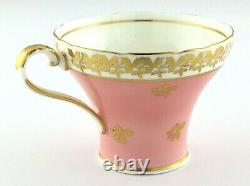 Ansley Beautiful Corset Shape Pastel Pink Gold Stencilling Teacup Saucer L058