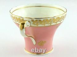 Ansley Beautiful Corset Shape Pastel Pink Gold Stencilling Teacup Saucer L058