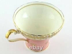 Ansley Beautiful Corset Shape Pastel Pink Gold Stencilling Teacup Saucer L058